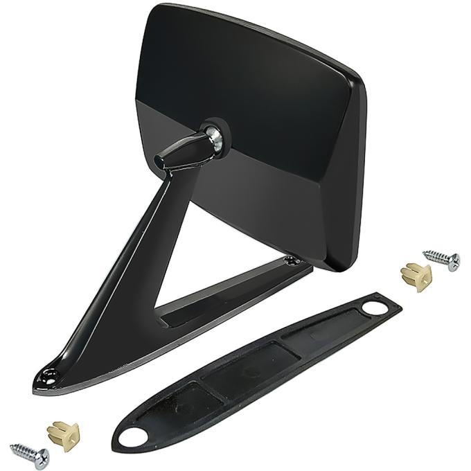 OER 1967-79 Ford Pickup, 1966-79 Bronco, Outer Door Mirror, Rectangular, Driver or Passenger Side, Each, Semi-Gloss Black TR17696CB