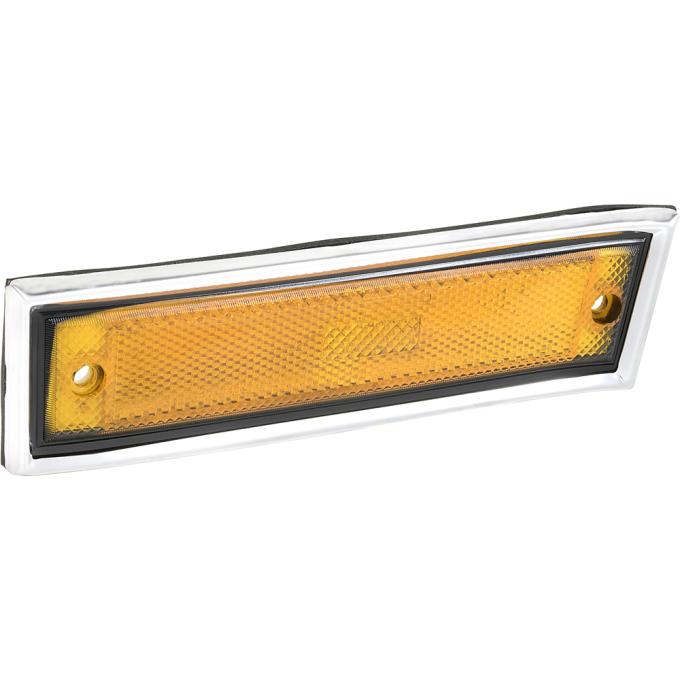 OER 1981-91 GM Truck, Front Side Marker Lamp, Amber, With Polished Trim Bezel and Gasket, LH, Driver Side 915557