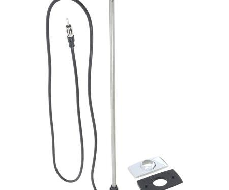 OER 1965-79 Ford Radio Antenna Mast, Rectangular Base, With Round Telescoping Mast 18813B