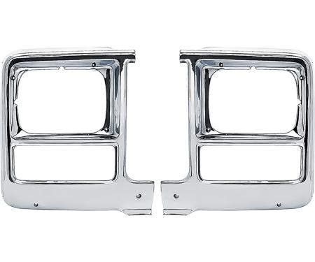 1979-80 Chevy, GMC, Pickup, Blazer, Jimmy, Suburban, Chrome Headlamp Bezels, with Rectangle Headlamp Bulbs, LH & RH, Pair