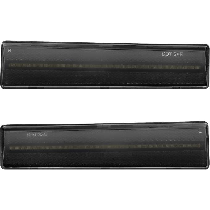 OER 1980-86 Ford F-100, F-150, F-250, F-350, Bronco, Front Side Marker Lamp, Smoked Lens, White LED, Pair 72014W