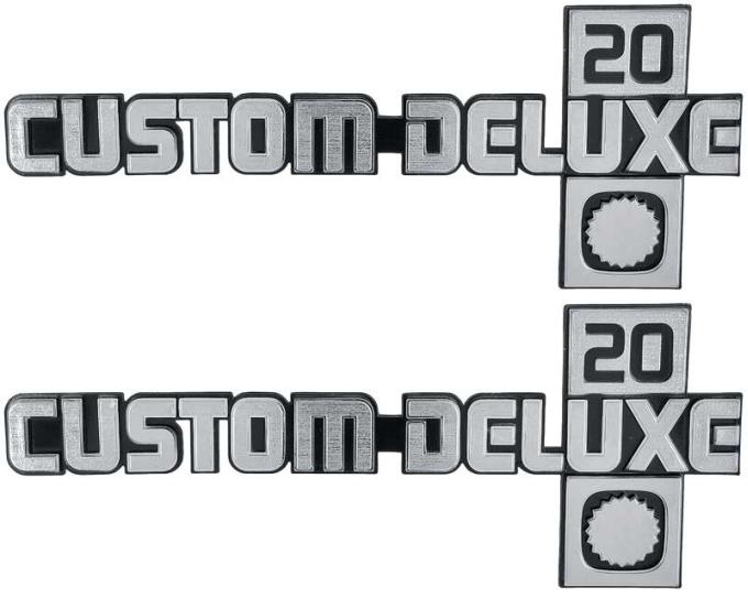 1981-88, Chevrolet Truck, "CUSTOM DELUXE 20", Fender Emblems, Pair