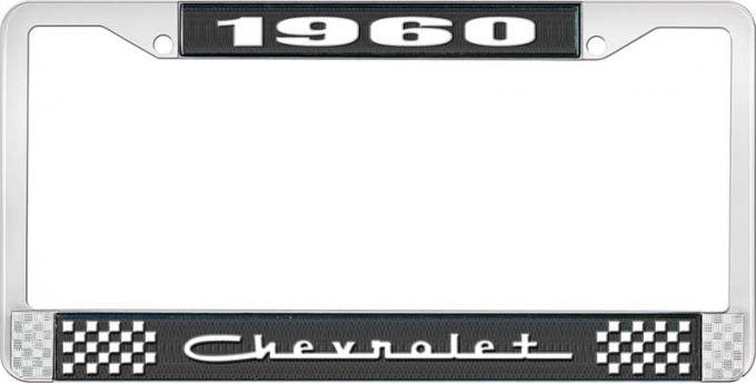 OER 1960 Chevrolet Style #5 Black and Chrome License Plate Frame with White Lettering LF2236005A