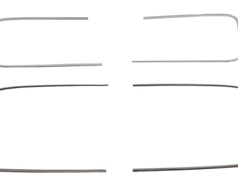 AMD Door and Rear Window Reveal Molding Set with Clips, 6 pcs w/ 50 clips, 55-59 Chevy GMC Pickup Truck with Large Rear Window X456-4055-S