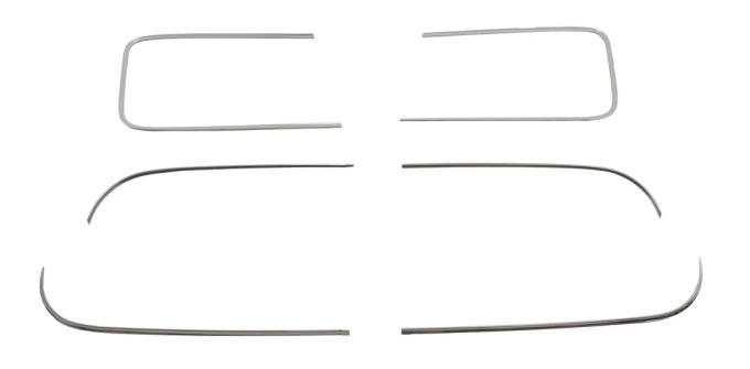AMD Door and Rear Window Reveal Molding Set with Clips, 6 pcs w/ 50 clips, 55-59 Chevy GMC Pickup Truck with Large Rear Window X456-4055-S